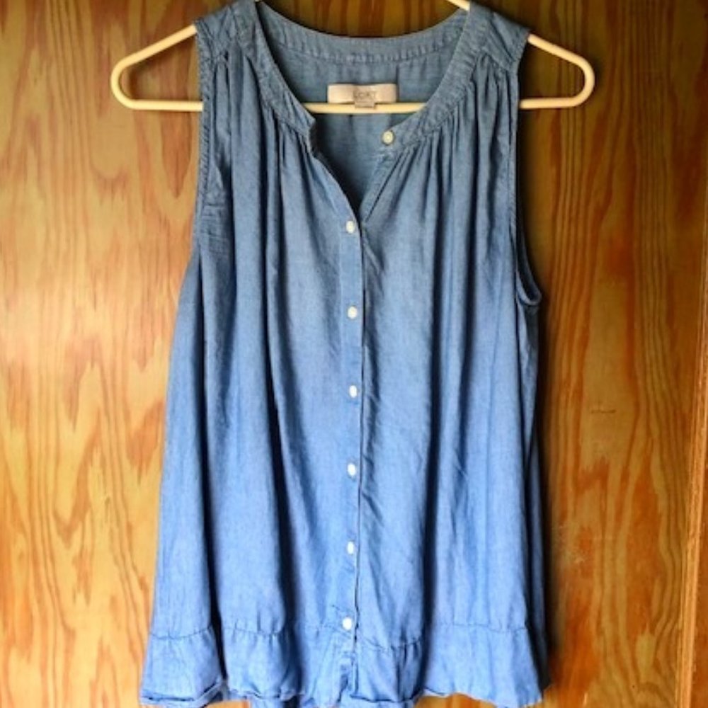 LOFT Chambray Denim Tank Top EUC